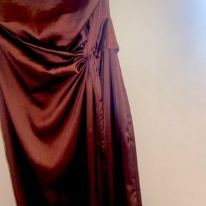 Flattering brown satin dress